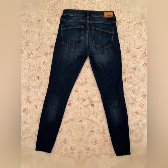 Express Embellished Mid Rise Dark Denim Skinny Jean - Picture 2 of 10